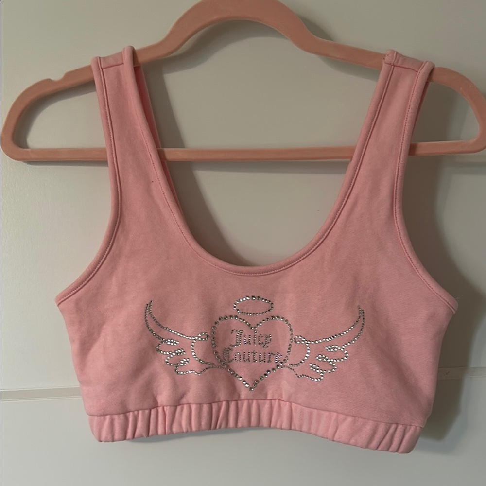 Juicy Couture Pink Sports Bra with Floral Design